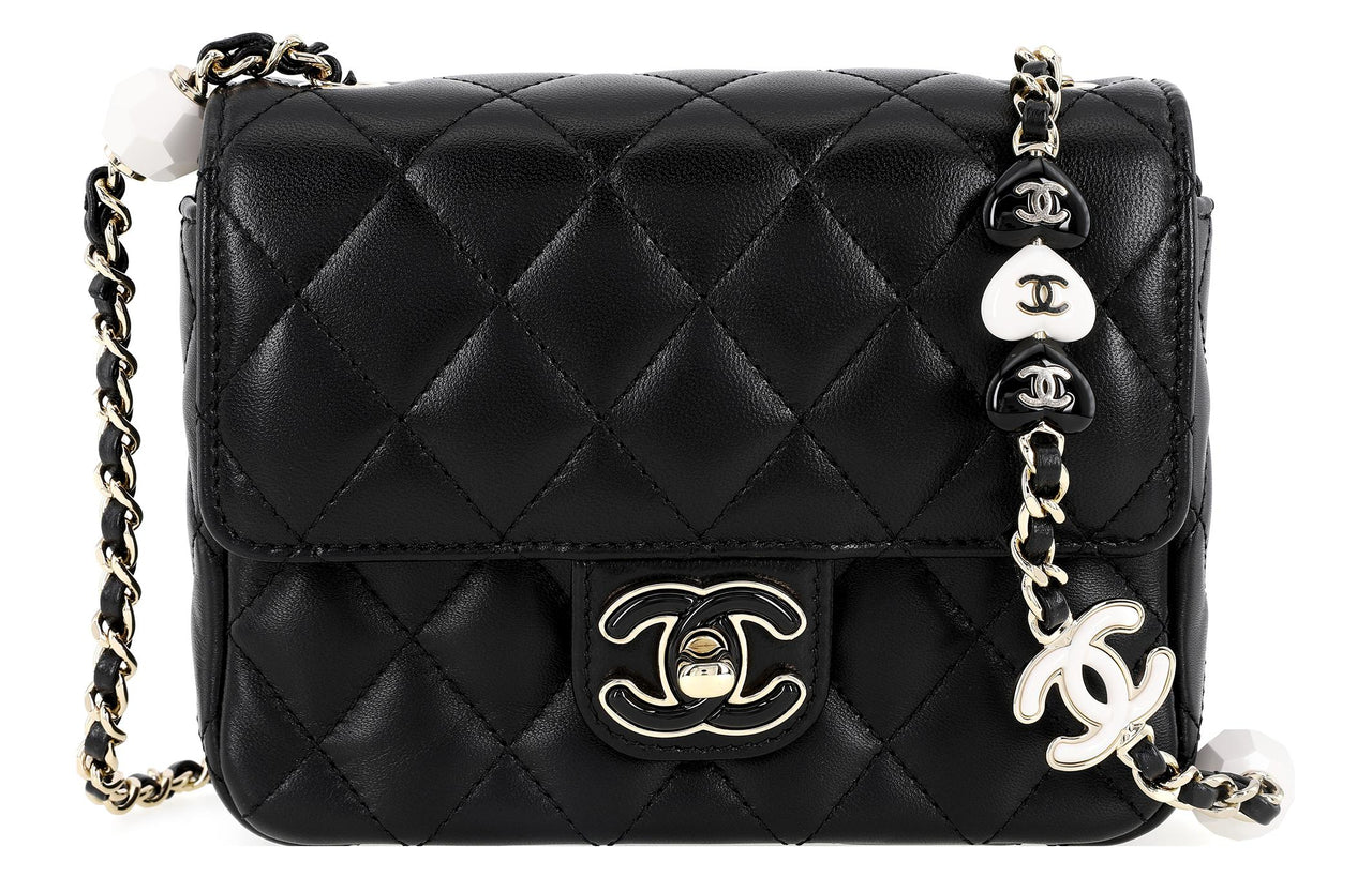 CHANEL Lambskin Crossbody Bag Women's Black