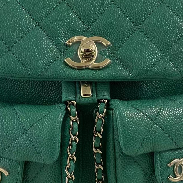 CHANEL Cow Leather Backpack Small Size Women's Green