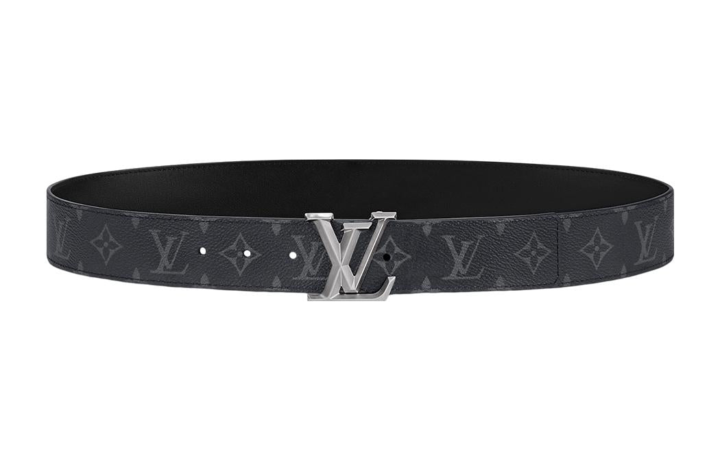 LOUIS VUITTON Cow Leather Leather Belts Men's Black Width: 4cm