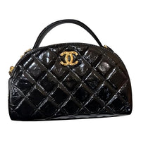 CHANEL Sheepskin Bowling Bag Portable Crossbody Bag Shoulder Bag Women's Black