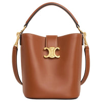 CELINE Cow Leather Bucket Bag, Handbag, Shoulder Bag, Crossbody Bag Trumpets Women's Tawny