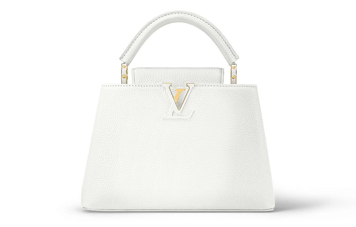 LOUIS VUITTON Capucines Taurillon Leather Handbag Detachable Shoulder Bag, Crossbody Bag Women's Snow White