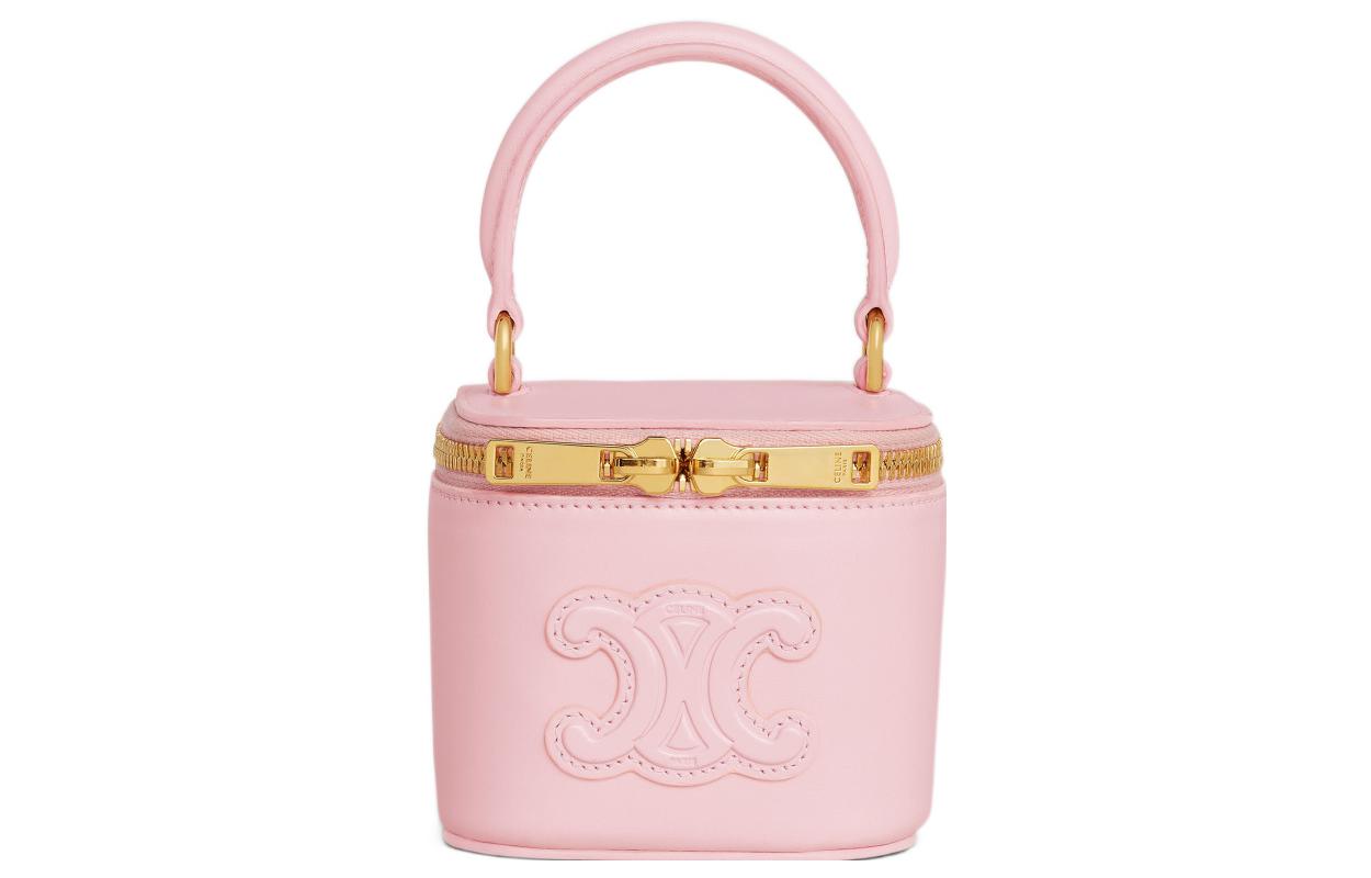 CELINE Smooth Cow Leather Makeup Case Shoulder Bag Crossbody Bag Handbag Mini Women's Pink