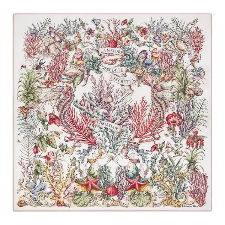 DIOR Mulberry Silk Scarves Women's White