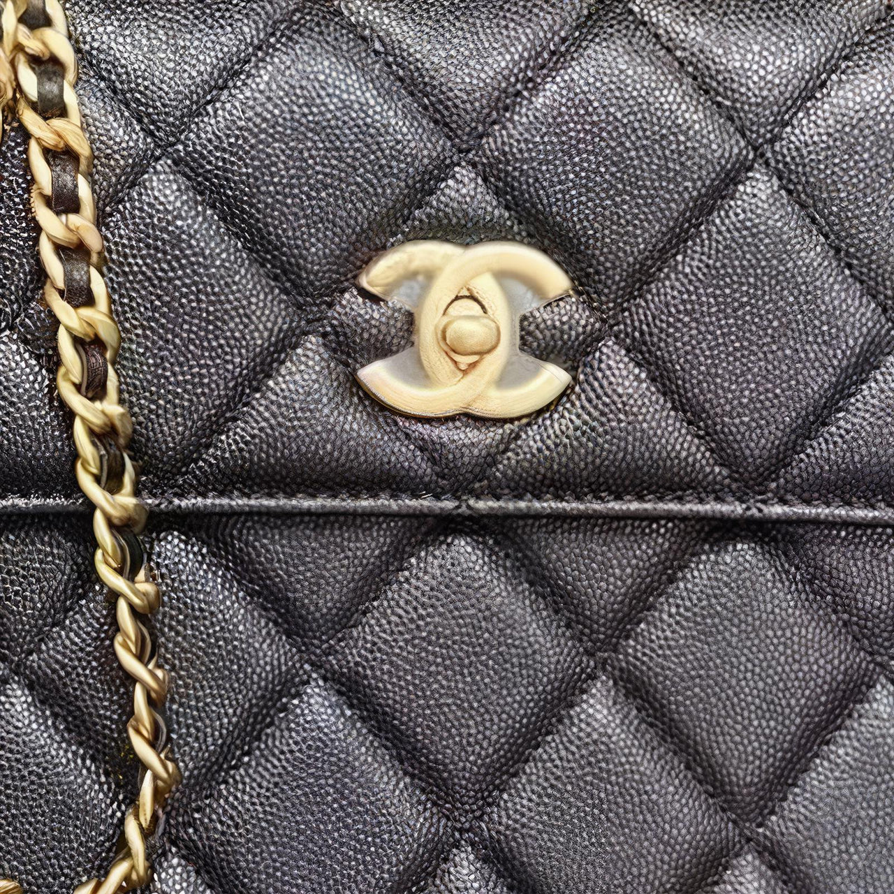 CHANEL Embossed Calfskin With Grains Mouth Cover Bag Crossbody Bag Mini Women's Black