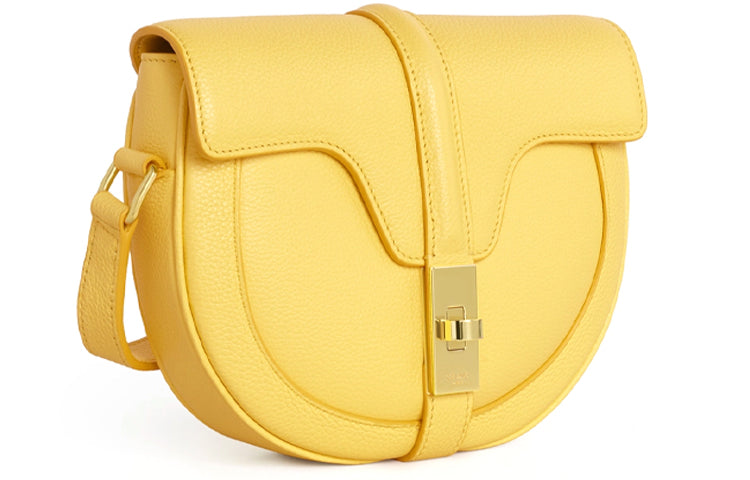 CELINE 16Besace Grain Cow Leather Handbag Shoulder Bags Women's Lemon