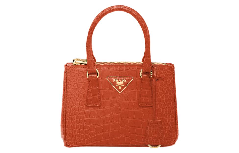 PRADA Galleria Killer Bag Crocodile Leather Shoulder Bag Crossbody Bag Handbag Mini Women's Orange