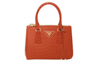 PRADA Galleria Killer Bag Crocodile Leather Shoulder Bag Crossbody Bag Handbag Mini Women's Orange