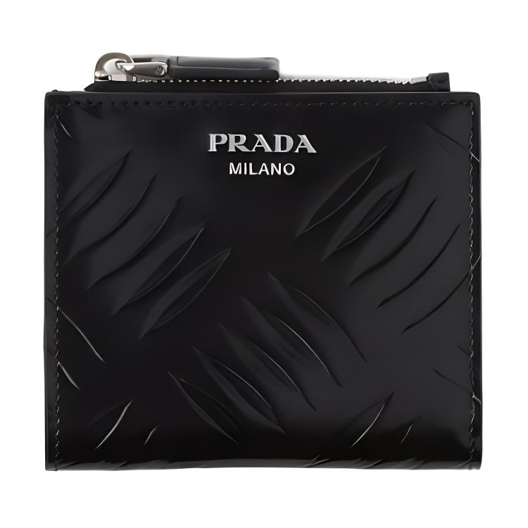 PRADA Brushed Leather Wallet Men's Black