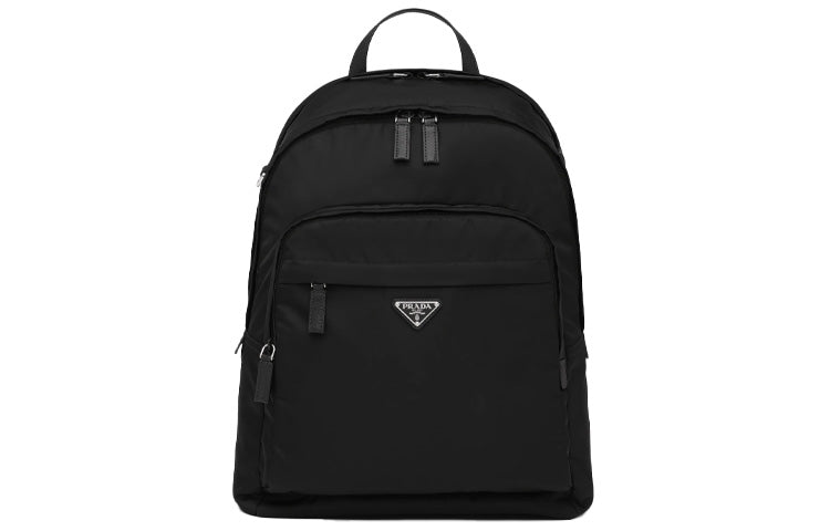 PRADA Fabric Bonded Recycled Nylon Saffiano Leather Detail Backpack Regular Men's Black