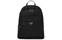 PRADA Fabric Bonded Recycled Nylon Saffiano Leather Detail Backpack Regular Men's Black