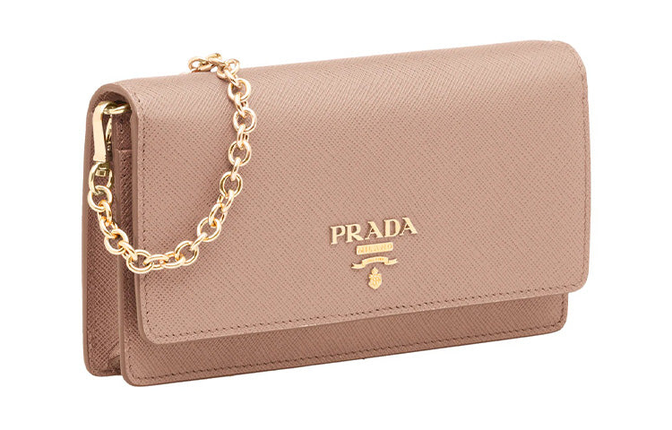 PRADA Saffiano Leather Crossbody Bag Shoulder Bag Women's Nude Pink