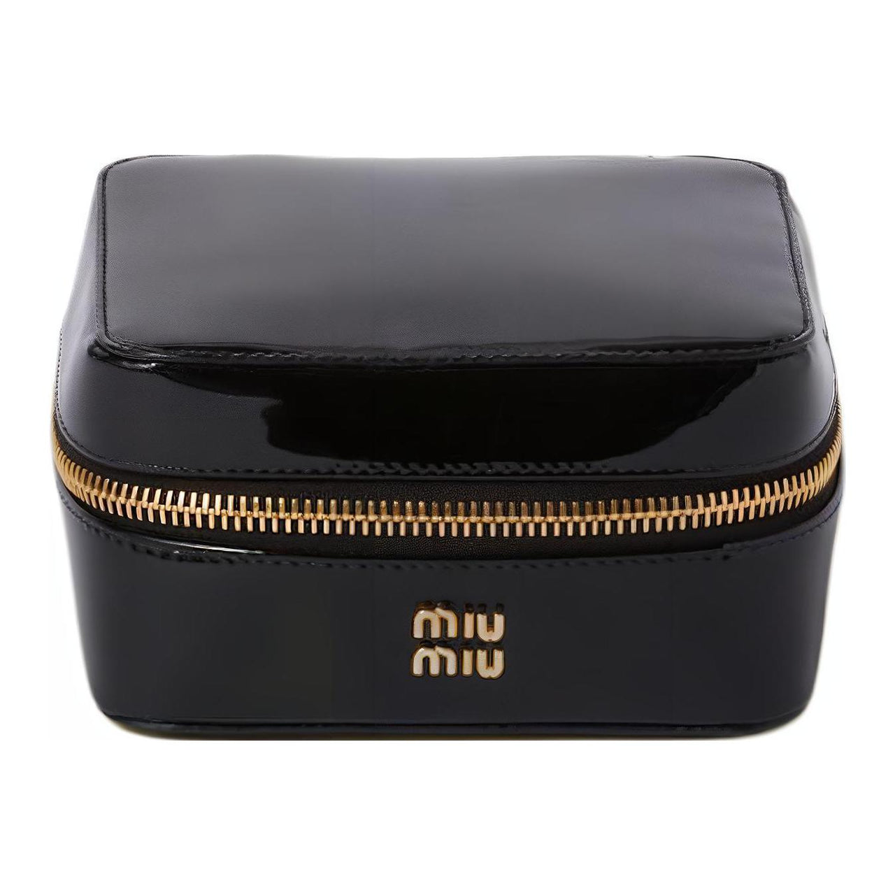 MIU MIU Leather Bonded Patent Leather Jewelry Box Convertible Bag Women's Black