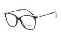 CHANEL Acetate Oval Eyeglass Frames Women's Black
