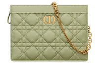 DIOR Caro Soft Calfskin One Shoulder Crossbody Clutches Women's Green