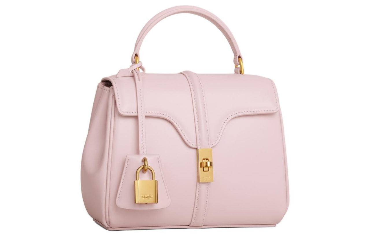 CELINE Satin Cow Leather Shoulder Bag Crossbody Bag Handbag Mini Women's Light Pink