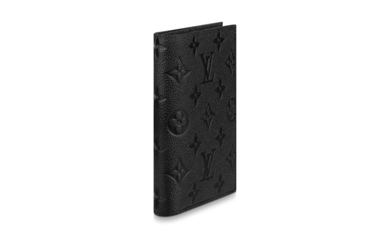 LOUIS VUITTON Cow Leather Passport Clip Unisex Black