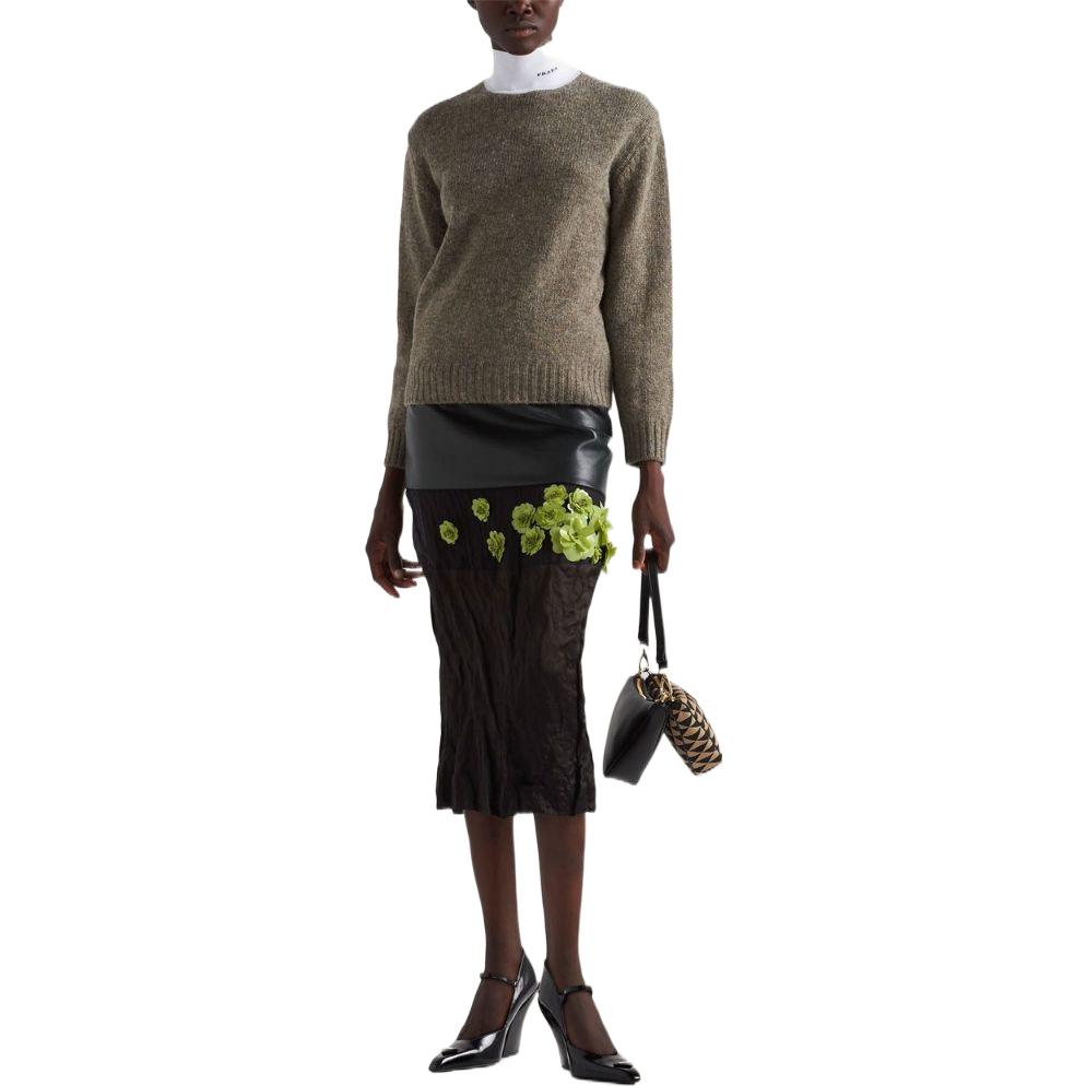 PRADA FW22 Leather Long Skirts Women's Black