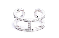 HERMES 18K White Gold Diamonds Rings Women's Silver
