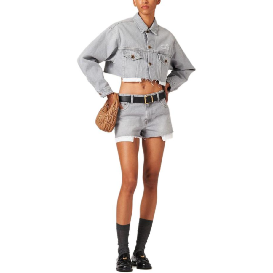 MIU MIU FW23 Denim Shorts Women's Gray