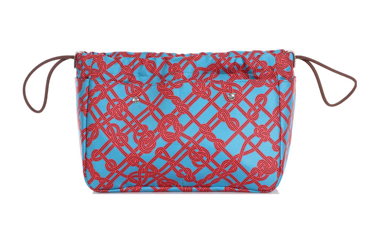 HERMES Fourbi Silk With Cow Leather Inner Sleeve Bag Storage Bag Clutch Bag Regular Women's Fiddle Blue/Light Tawny