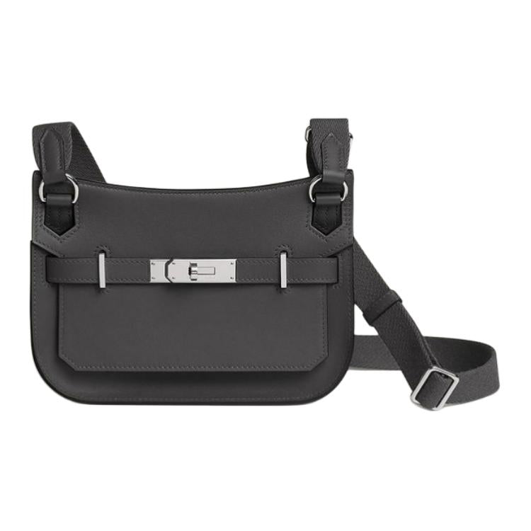 HERMES Jypsiere Swift Calfskin Shoulder Bag, Crossbody Bag Mini Women's Gray