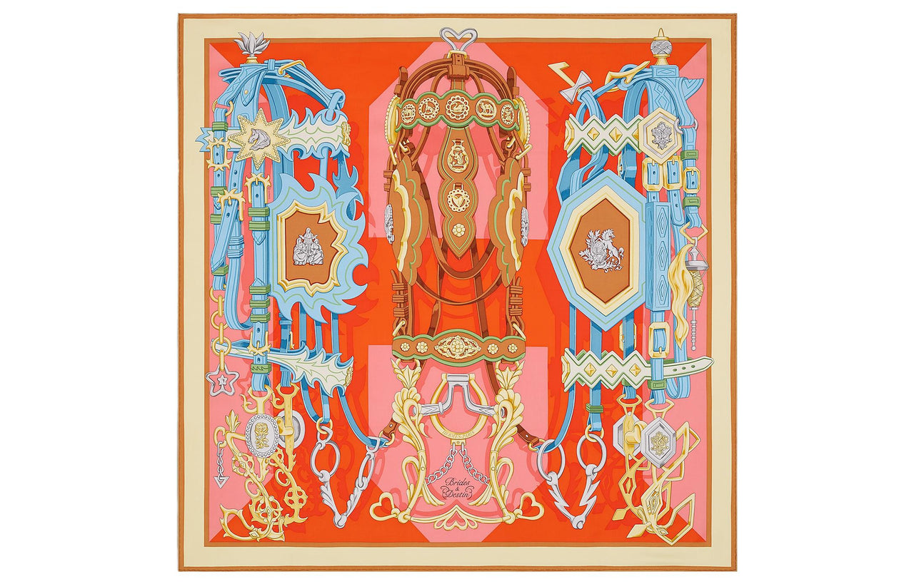 HERMES Silk Scarves Women's Vermilion