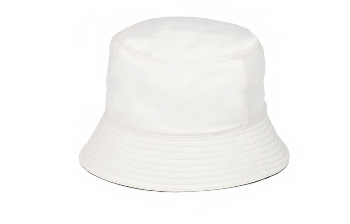 PRADA Enamel Metal Recycled Nylon Cotton Bucket Hats Men's White
