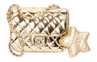 CHANEL Calfskin Combined With Lambskin Mouth Cover Bag Crossbody Bag Mini Women's Light Gold