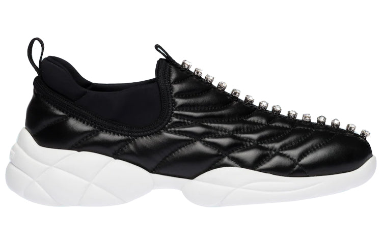 MIU MIU Nappa Cushioned Slip-Resistant Low-Top Casual Shoes Women's Black