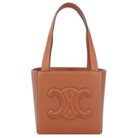 CELINE Cuir Triomphe Smooth Cow Leather Tote Bag Shopping Bag One Shoulder Handbag Women's Tawny