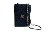 CHANEL Cow Leather Evening Party Bag Shoulder Bag Crossbody Bag Cell Phone Pouch Women's Black
