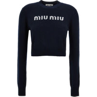 MIU MIU Logo Intarsia Crewneck Knitted Jumper