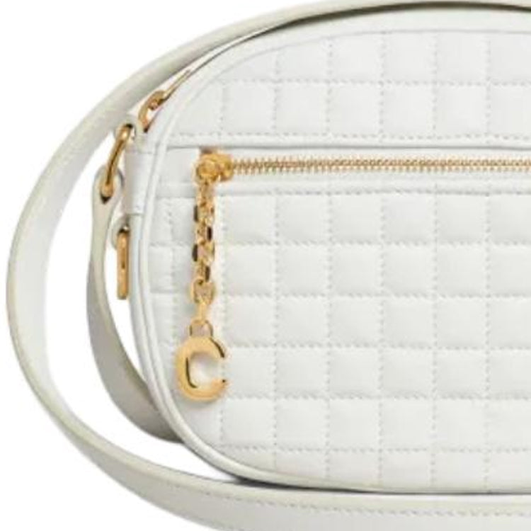 CELINE Calfskin Shoulder Bag Crossbody Bag Small Size Unisex White