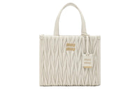 MIU MIU Matelassé Soft Sheep Leather Tote Bag Shopping Bag Shoulder Bag Crossbody Bag Handbag Women's Ecru