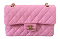 CHANEL Classic Flap CF Calfskin Flap Bag, Shoulder Bag, Crossbody Bag Small Size Women's Pink