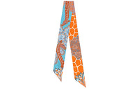 HERMES Silk Scarves Women's Orange Blue Multicolor
