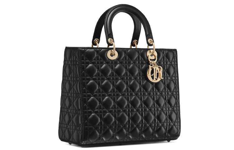 DIOR Sheepskin Seven Compartment Lady Dior Bag, Shoulder Bag, Crossbody Bag, Handbag Tubas Women's Black