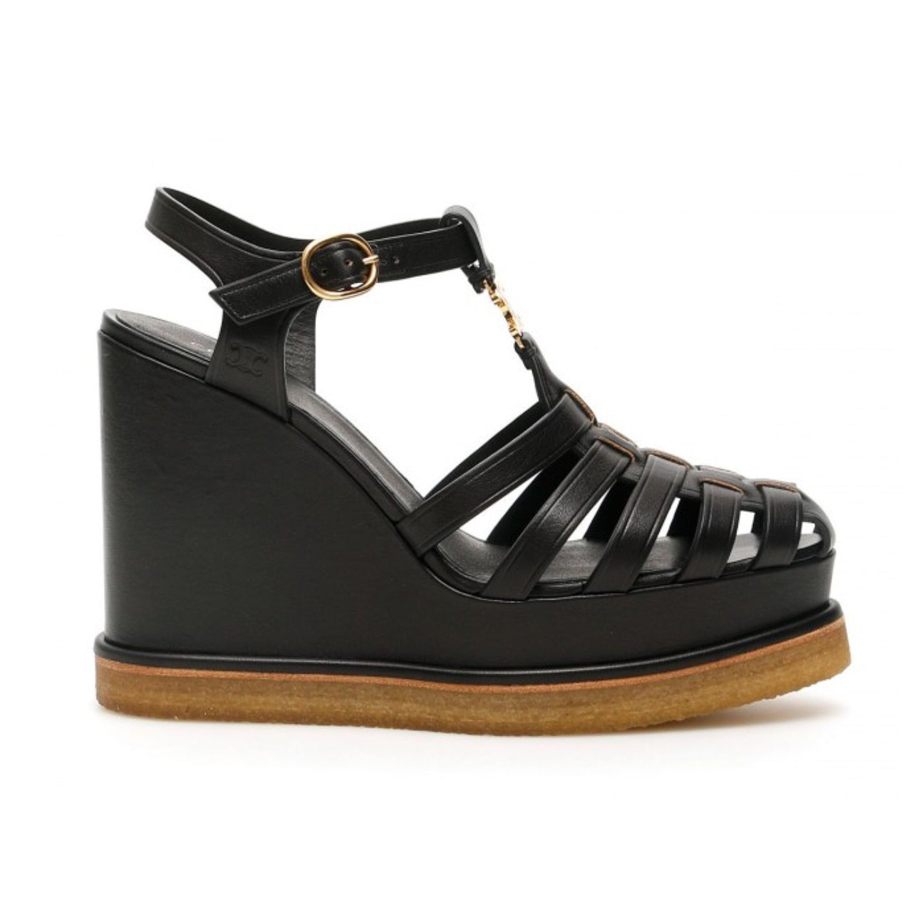 CELINE Wedge Heel High Heels 8cm Women's Black