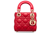 DIOR Lady Dior Sheepskin Daisie Bag Shoulder Bag Crossbody Bag Handbag Extra Mini Women's Crimson
