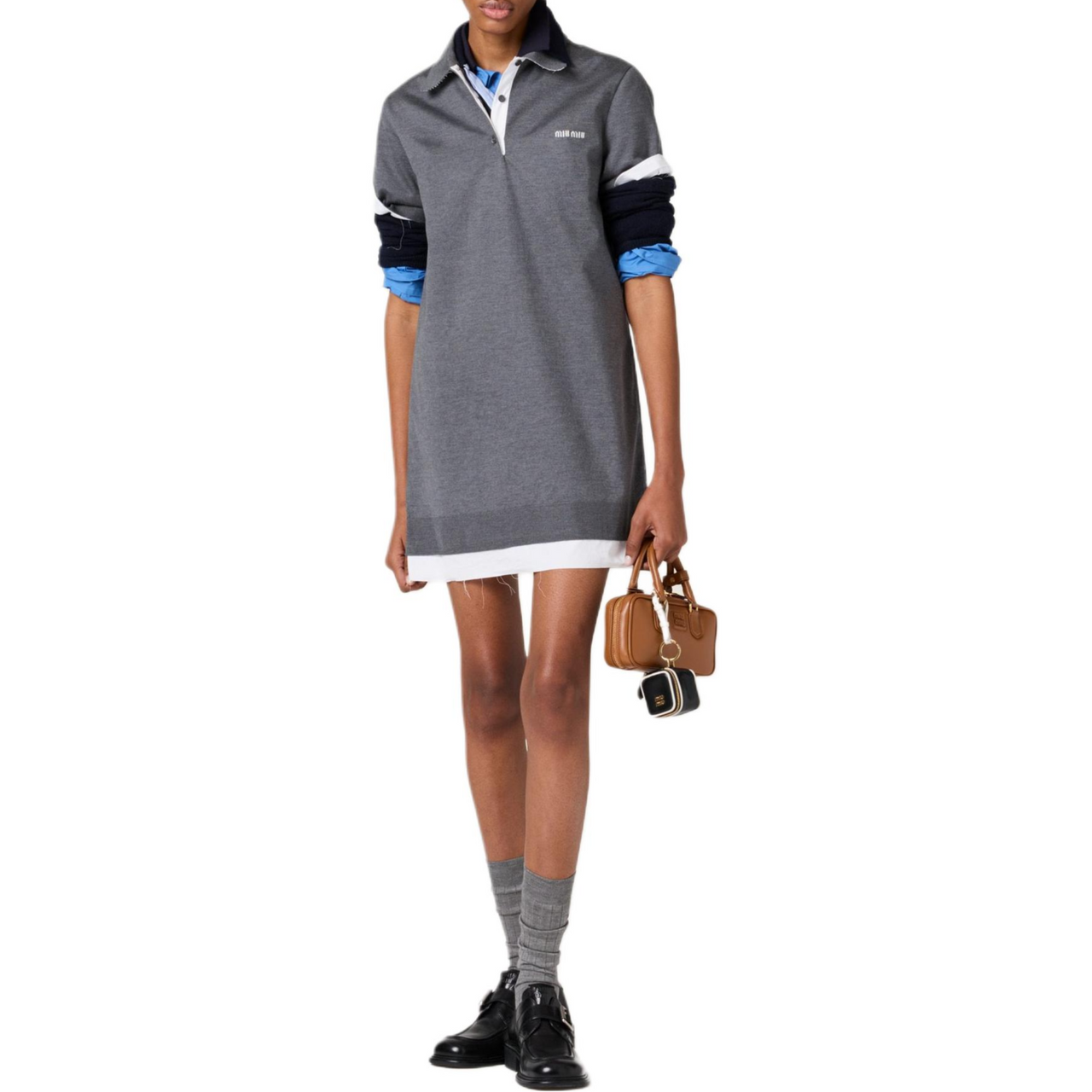 MIU MIU Logo Embroidered Short Sleeved Polo Dress