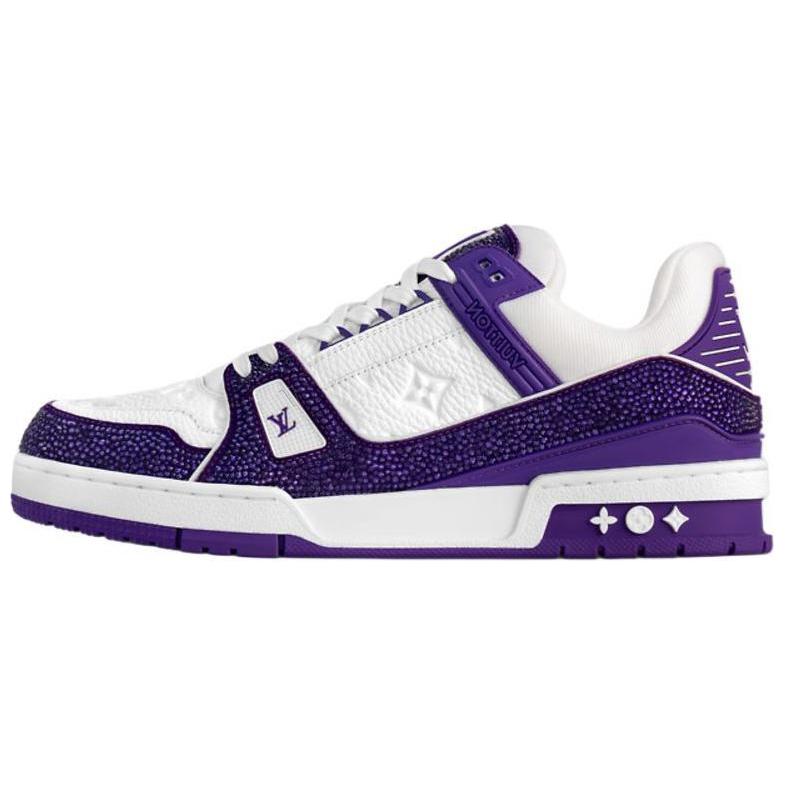 LOUIS VUITTON Trainer Low-Top Skateboard Shoes Unisex Purple White