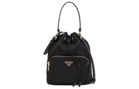 PRADA Re-Nylo Nylon And Leather Drawstring Bag Handbag Shoulder Bag Crossbody Bag Regular Women's Black