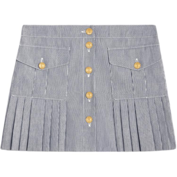CELINE Button Detailed Striped Mini Skirt