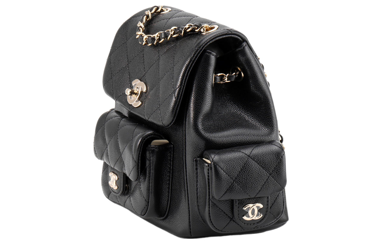CHANEL Small Duma 23K Grained Calfskin Backpack Black AS4399