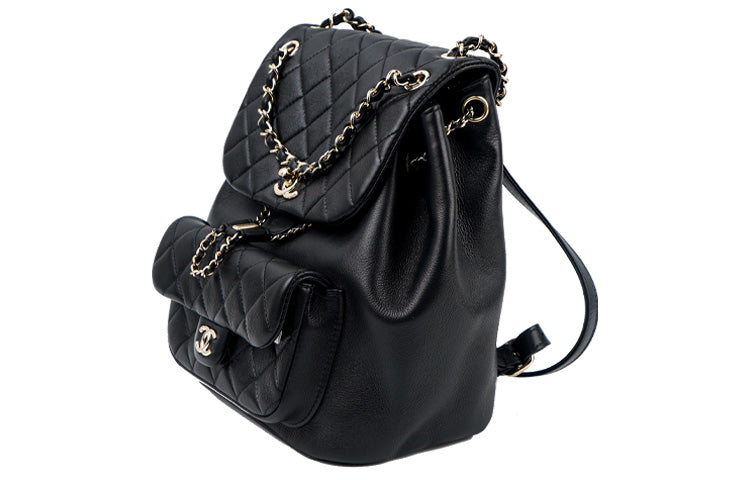 CHANEL Duma Cow Leather Backpack Large Size Women's Black