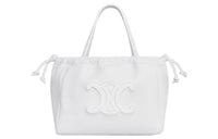 CELINE CabasTriomphe Grained Cow Leather Shoulder Bag Crossbody Bag Handbag Small Size Women's Arctica White