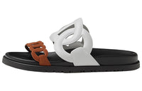 HERMES Extra Slide Slippers Women's White Brown