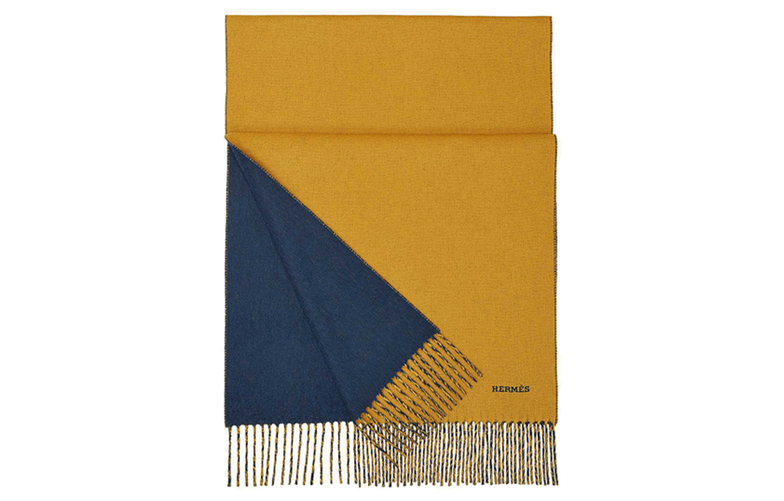 HERMES Knit Scarves Unisex Yellow