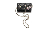 CHANEL Lambskin With Enamel Accents Shoulder Bag Crossbody Bag Wallet Women's Black